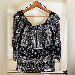 Lucky Brand Large Black Patterned Top